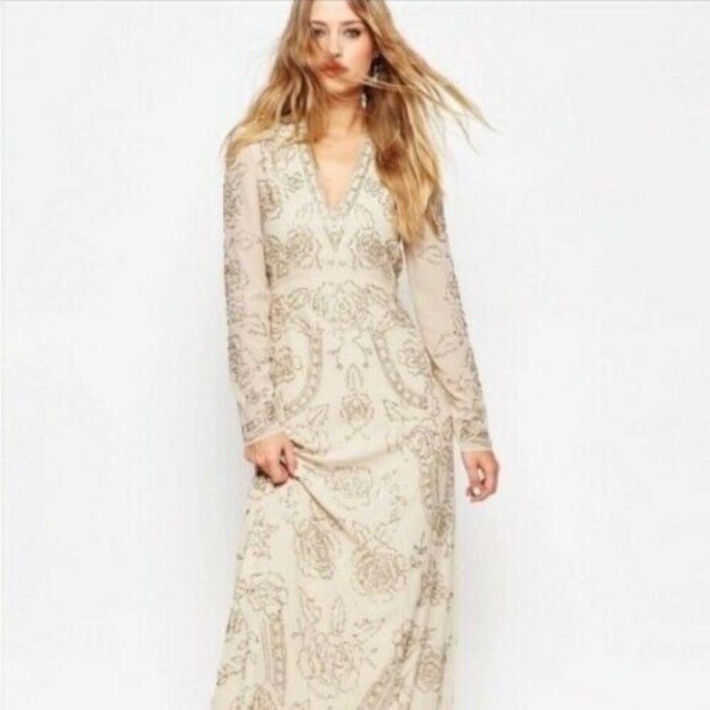Needle and Thread beaded long sleeve dress